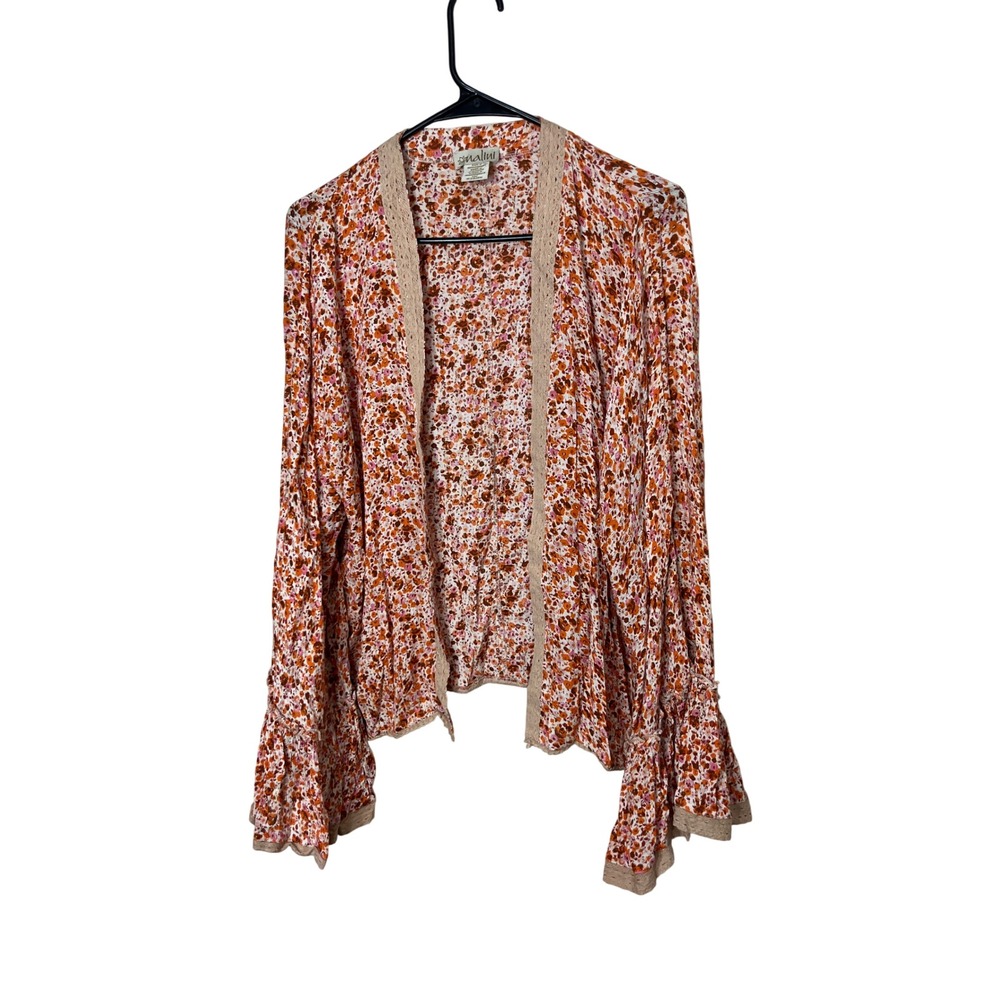 Nalini Floral Print Kimono Open‎ Front Cardigan Duster Bell Sleeve One Size OS